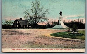 Postcard Providence RI c1908 Betsy Williams Cottage Roger Williams Monument