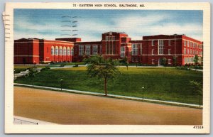 Vtg Baltimore Maryland MD Eastern High School 1950s Linen View Postcard