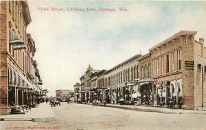 c1910 Postcard; Cook Street Scene, Looking East, Portage WI Columbia County
