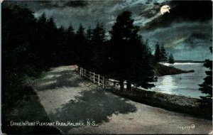 Postcard NS Halifax Drive in Point Pleasant Park Moonlight 1907 K29