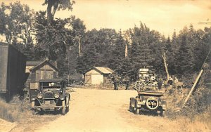 Sourdnahunk Stream ME Old Cars Horse & Wagon Buildings Real Photo Postcard