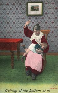 Vintage Postcard Mother Spanking The Child In The House Getting At The Bottom