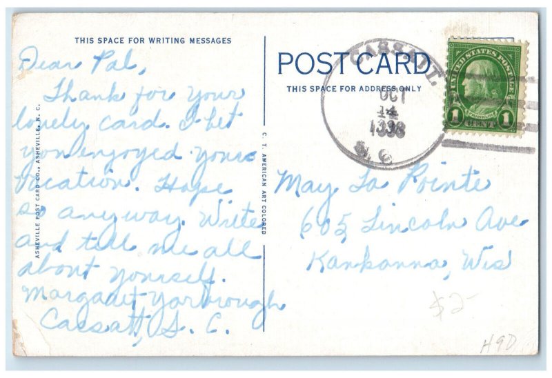 c1950'S Post Office Camden South Carolina SC Vintage Posted Postcard