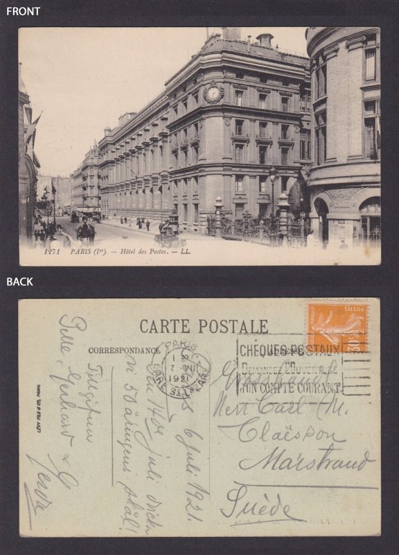 FRANCE, Postcard, Paris, Hôtel des Postes