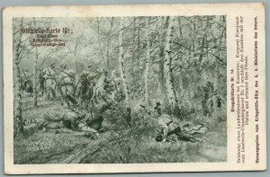 RUSSIAN COSSACS BATTLE SCENE ATKAMENKA AUSTRIAN RED CROSS WWI ANTIQUE POSTCARD