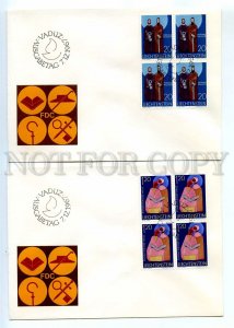 440607 Liechtenstein 1967 year set FDC Christianity painting block four stamps