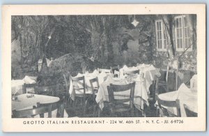 1940 New York City Vintage Postcard Grotto Italian Restaurant 46th St. Interior