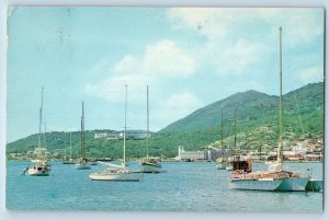 St. Thomas US Virgin Islands Postcard View of Charlotte Amalie Showng Hotel 1973