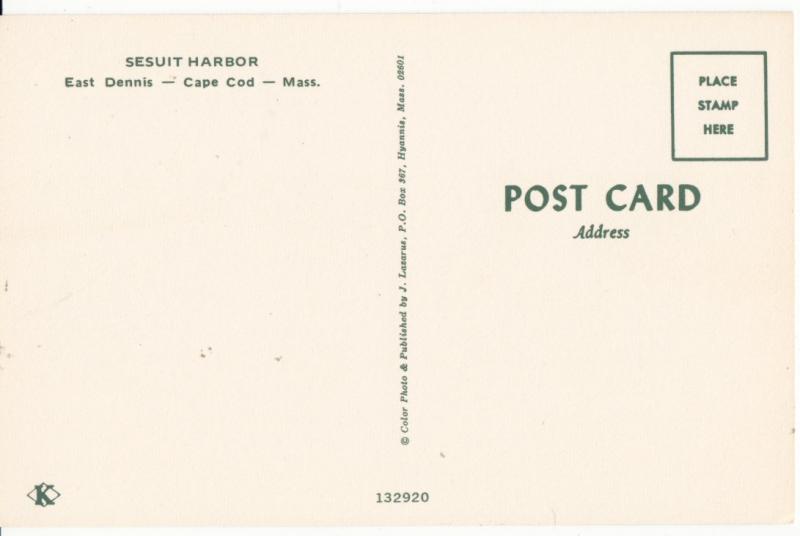 Sesuit Harbor, East Dennis, Cape Cod, Mass, unused Postcard