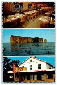 c1960's Biard's Restaurant Perce Quebec Canada Unposted Multiview Postcard 