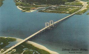 Sidney Lanier Bridge Brunswick Georgia GA aerial view Postcard