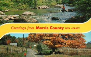 Vintage Postcard 1966 Greetings From Morris County New Jersey Trout Fishing NJ