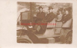 Early Auto, Two Couples, RPPC