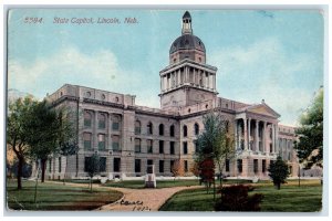 1910 State Capitol Exterior Roadside Lincoln Nebraska NE Posted Vintage Postcard
