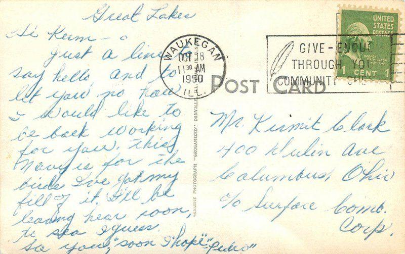 1950s GREAT LAKES ILLINOIS US Naval Training Center RPPC Groganized 4232