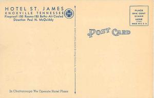 Linen Card of Hotel St. James Knoxville Tennessee TN