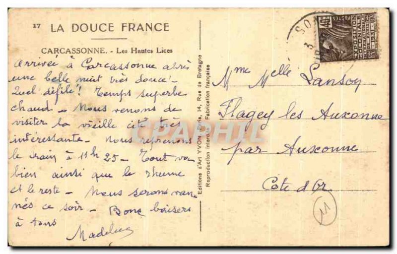 Old Postcard Carcassonne The High Strings