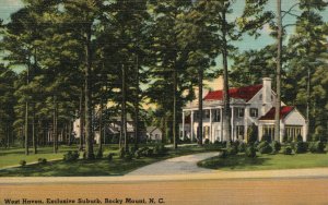 Vintage Postcard 1930s West Haven Exclusive Suburb Rocky Mount North Carolina NC