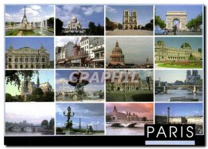 Postcard Modern Monuments Paris Eiffel Tower Sacre Coeur Notre Dame
