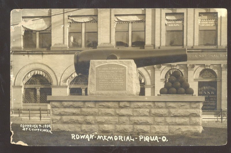RPPC PIQUA OHIO ROWAN MEMORIAL 1909 HUNTZINGER REAL PHOTO POSTCARD