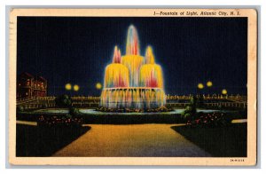 c1939 Postcard NJ Fountain Of Light Atlantic City New Jersey Night View