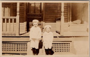 Cute Boys in Sailor Suits Willam and George Peterson RPPC Postcard A29