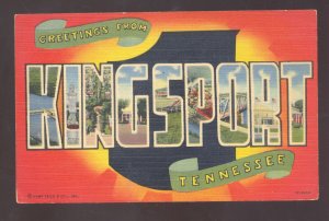 GREETINGS FROM KINGSPORT TENNESSEE VINTAGE LARGE LETTER LINEN POSTCARD