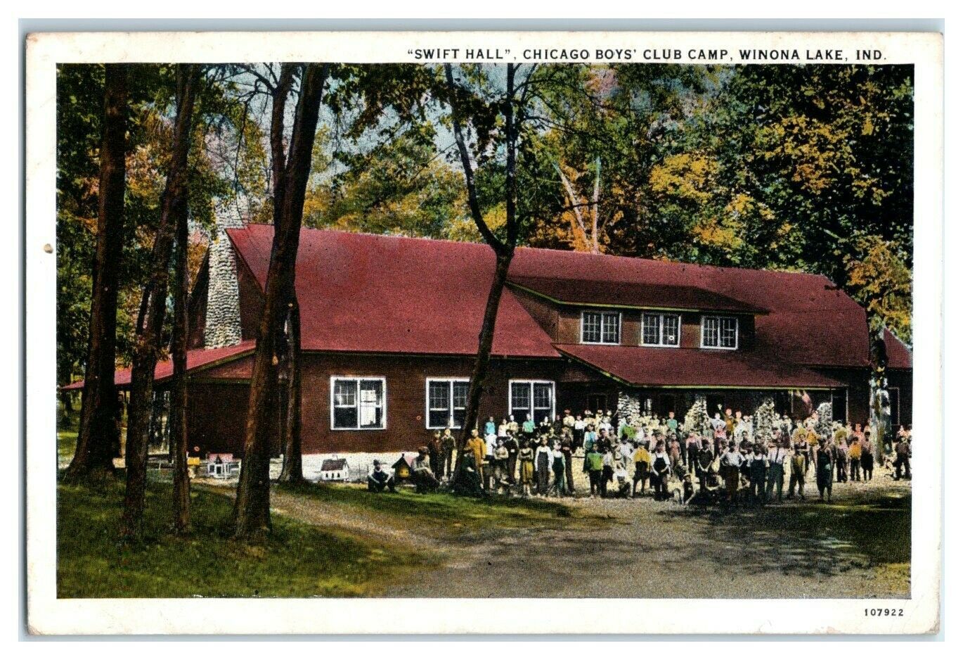 Swift Hall, Chicago Boys Club Camp, Winona Lake, IN Postcard *7J5