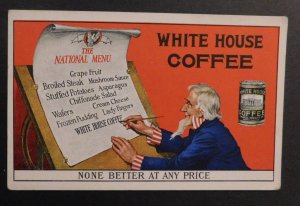 Mint USA Advertisement Postcard White House Coffee National Menu Uncle Sam