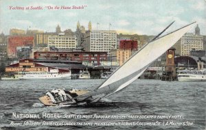 SEATTLE, WA Washington YACHT HEELING~Galbraith, Bacon & Co Dock c1910's Postcard