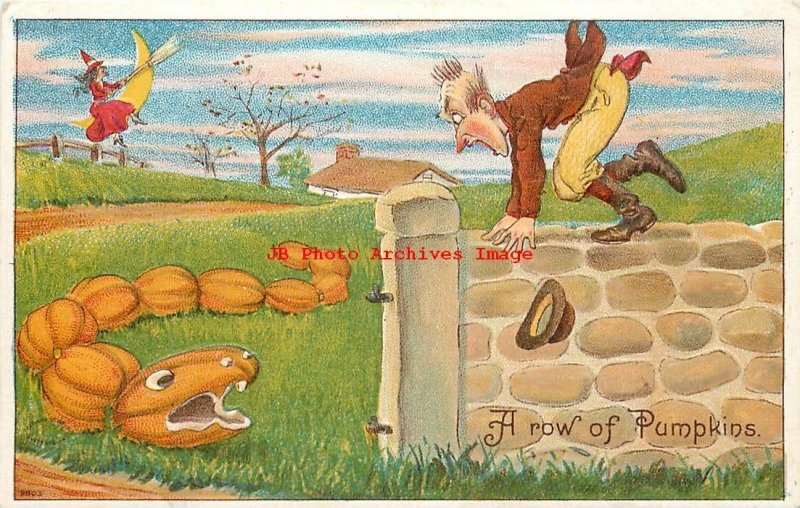 Halloween, Julius Bien 1909 No 9800-05, Set of 6 Postcards, Pranks, JOLs, Witch 