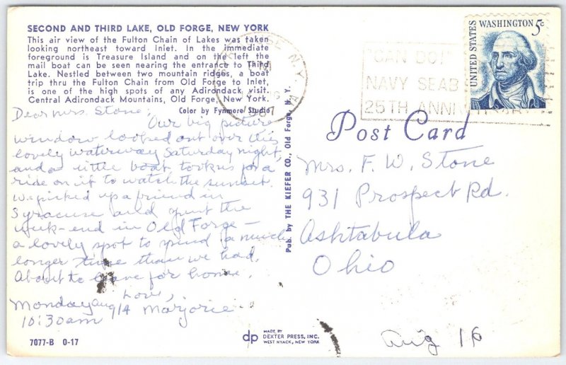 Vintage Second and Third Lake Old Forge NY Adirondacks Postcard