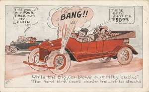 Humorist Ford Tire Advertising Postcard c1917