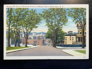 Vintage Postcard 1930-1945 Market Hill & Street Business District Amsterdam NY