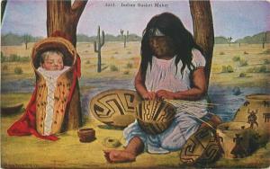 C-1910 Indian Basket Maker Postcard Native American HTTCO 2075