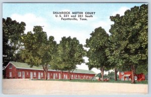 1940's SHAMROCK MOTOR COURT MOTEL FAYETTEVILLE TENNESSEE TN LINEN POSTCARD