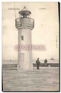 Postcard Old Lighthouse Boat Cherbourg