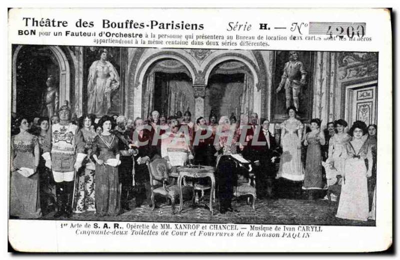 Old Postcard Theater of Operetta Theater of Bouffes Parisiens Xxanrof Chancel