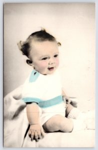 San Antonio TX Hand-Tinted Real Photo Postcard~Infant Gary Dasher~4 Months~1959