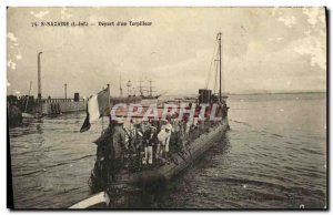 Old Postcard Boat War St Nazaire Departure of a Torpedo
