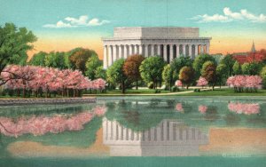 Vintage Postcard Cherry Blossoms And Beautiful Landscape House Garden Building