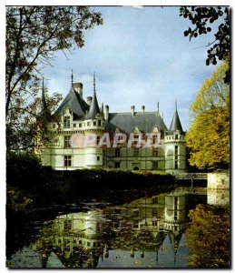 Modern Postcard Azay le Rideau Indre et Loire Chateause reflecting in Indre