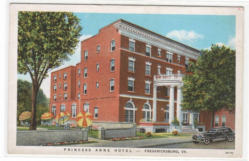 Princess Anne Hotel Fredericksburg Virginia postcard
