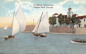 CHICAGO, IL Illinois LA RABIDA SANITARIUM~Jackson Park SAILBOATS c1910s Postcard