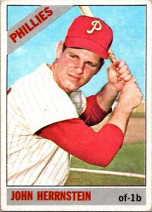 1966 Topps Baseball Card John Herrnstein Philadelphia Phillies sk2051