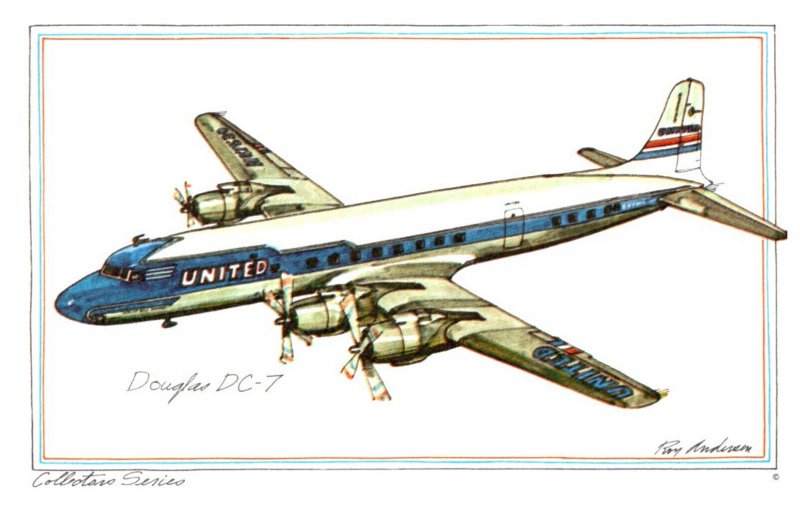 Douglas  DC-7 ,  United Airlines , artist signed