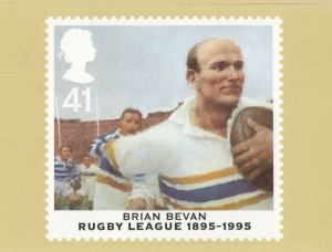 Brian Bevan Australian British Rugby League RMPQ Stamp Postcard