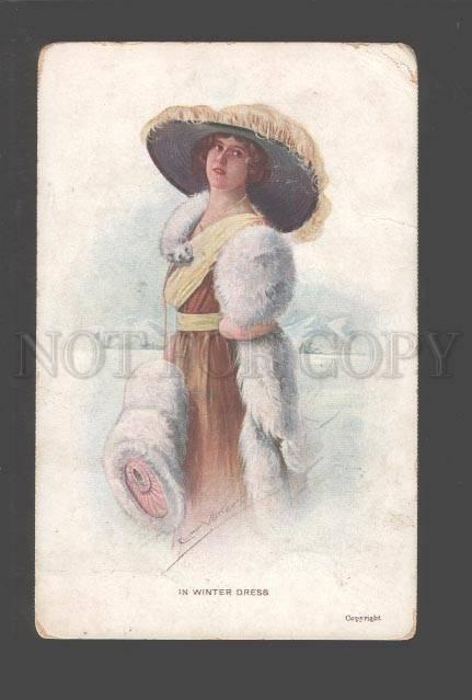 094785 Stylish BELLE Lady in Hat by Cut VOLKER Vintage colorPC