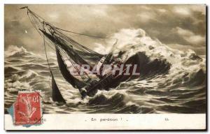 Old Postcard By sinking boat Boat Ship