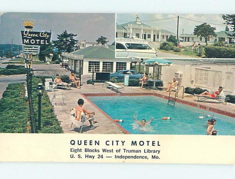 Unused Pre-1980 OLD CARS & QUEEN CITY MOTEL Independence Missouri MO M0100